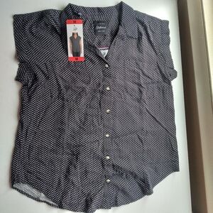 Women's black heart polka-dot top medium